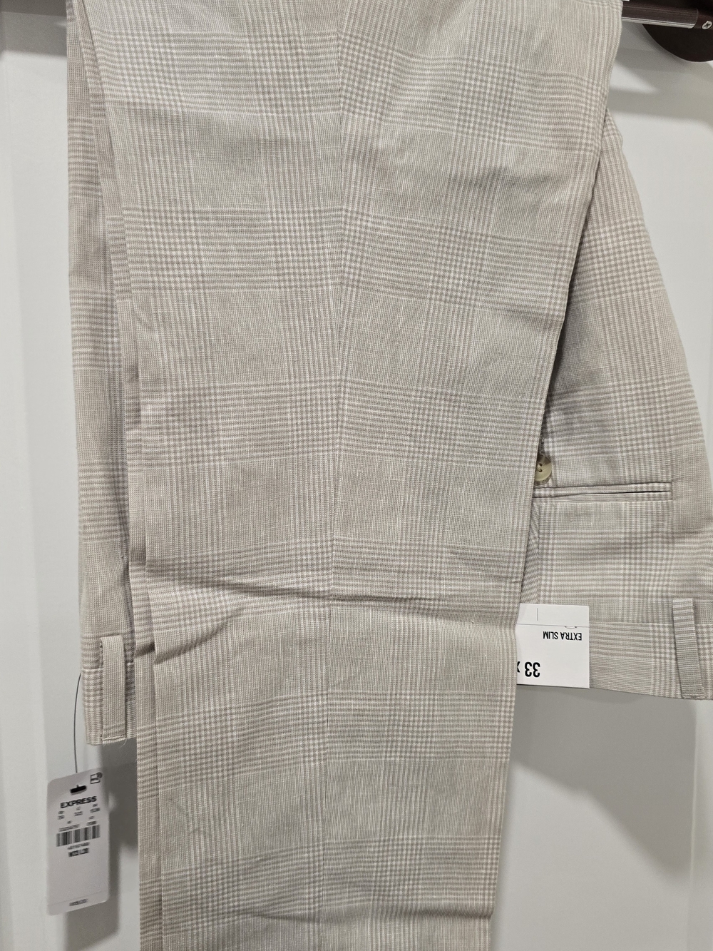 Men's Light Beige Glen Plaid Dress Pants